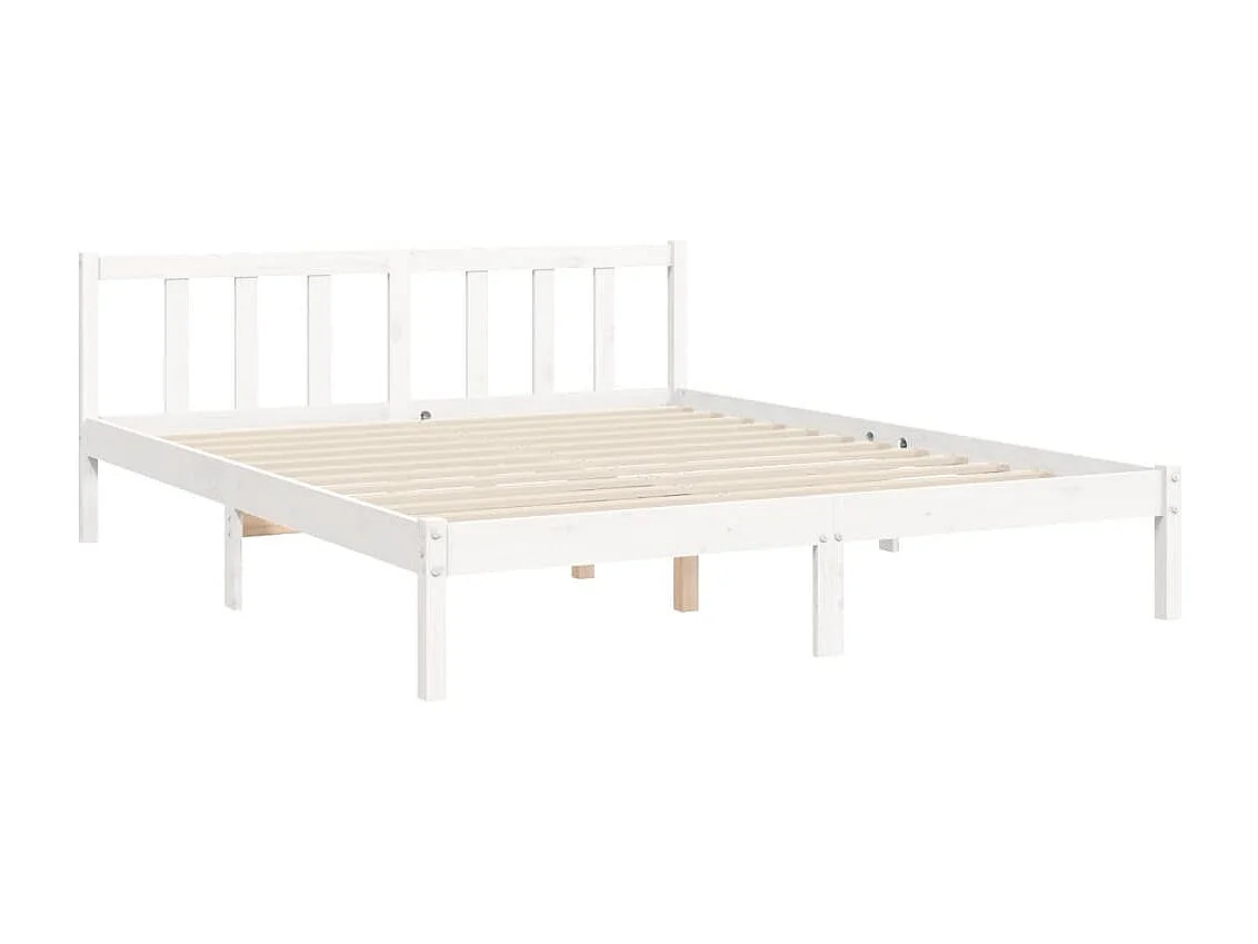 Bedframe met hoofdbord massief hout wit
