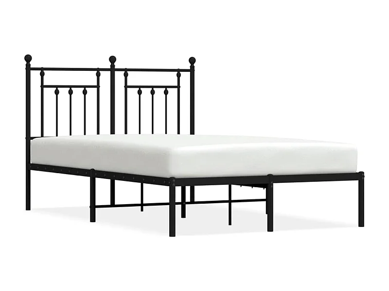 Cadre de lit métal avec tête de lit noir 135x190