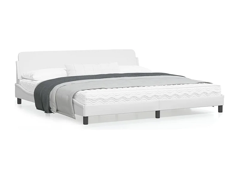 Cadre de lit avec tête de lit Blanc 200x200 Similicuir