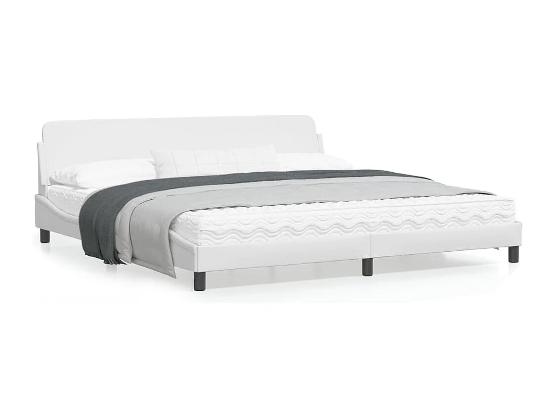 Cadre de lit avec tête de lit Blanc 200x200 Similicuir