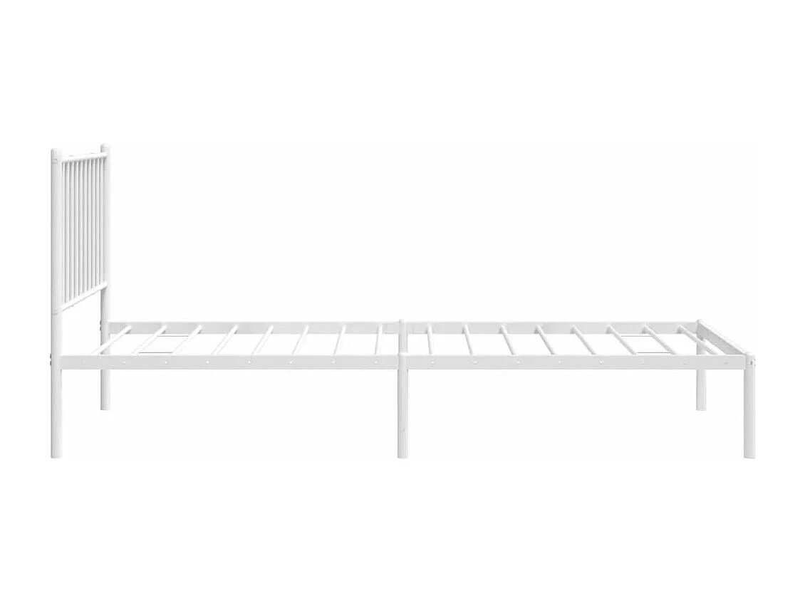 Cadre de lit métal avec tête de lit blanc 80x200