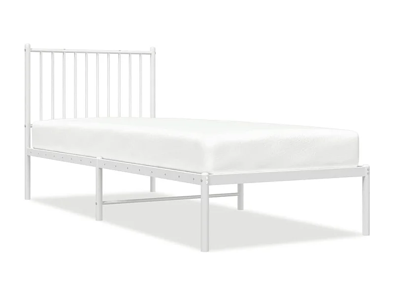 Cadre de lit métal avec tête de lit blanc 80x200