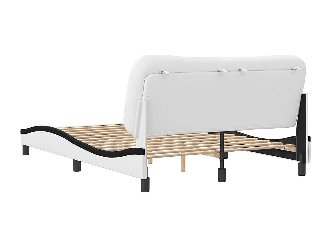 Cadre de lit et tête de lit blanc et noir 140x200 similicuir