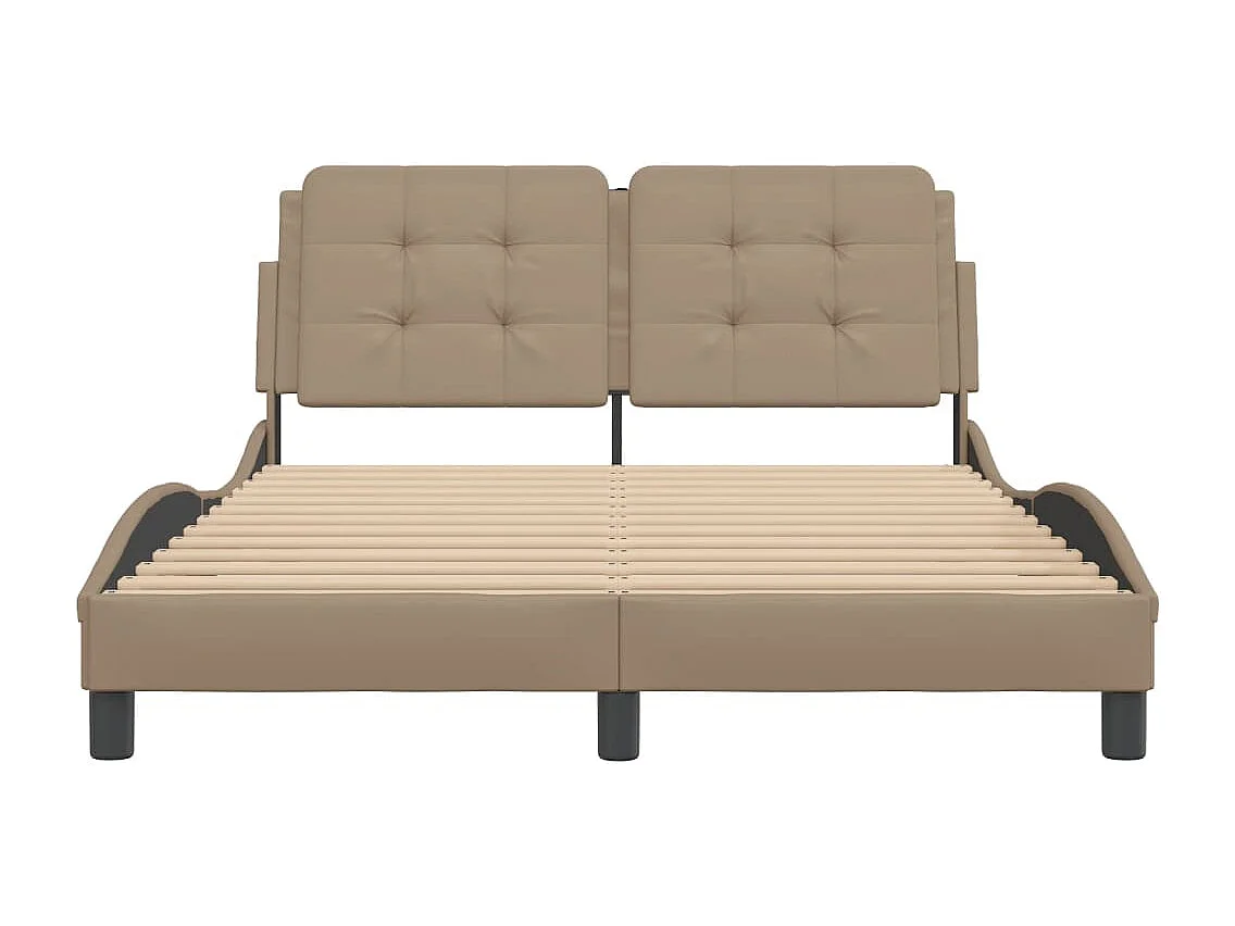 Cadre de lit avec tête de lit Cappuccino 120x200 Similicuir