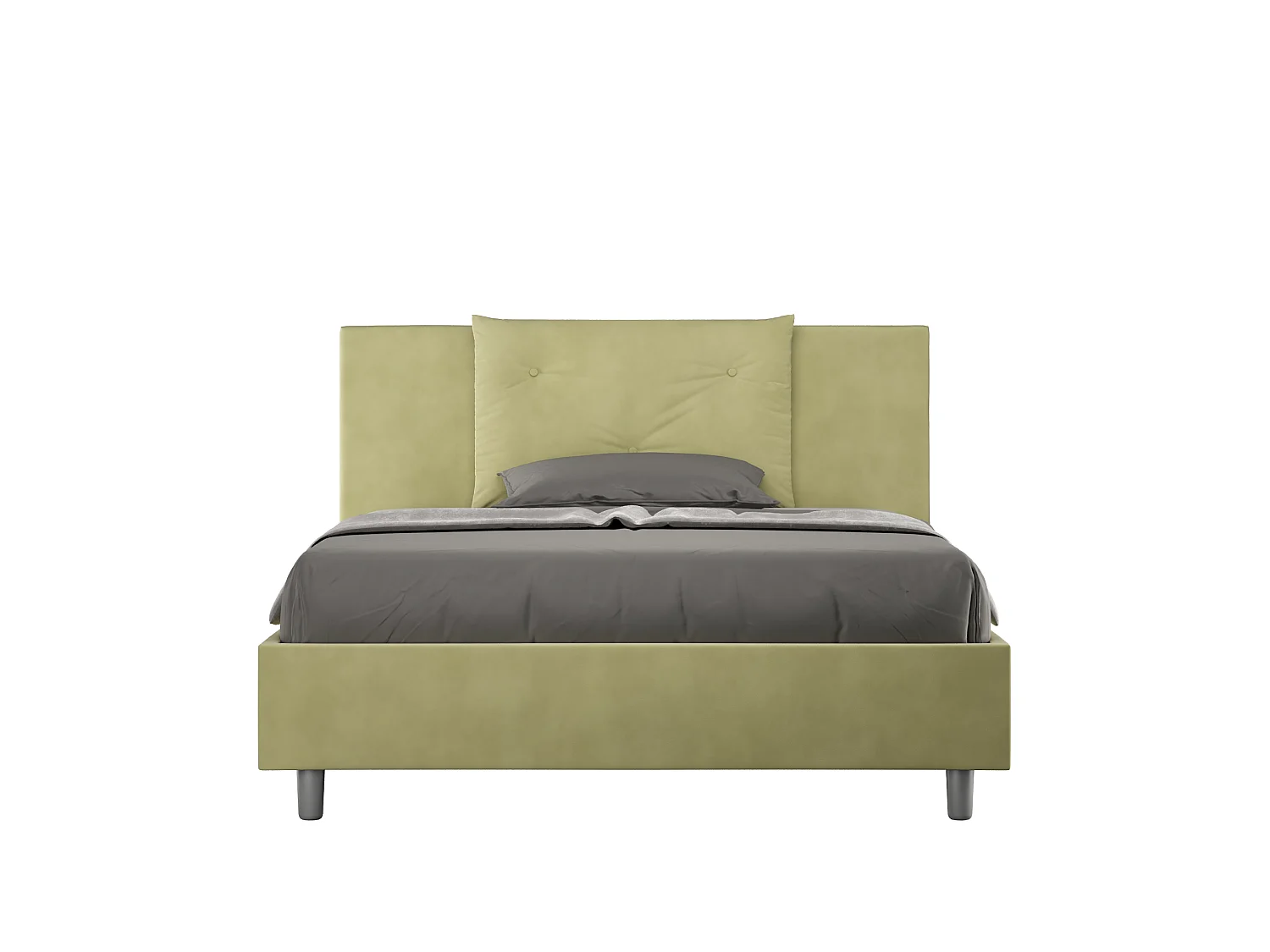 Lit double sans sommier rembourré 140x190 microfibre vert Appia