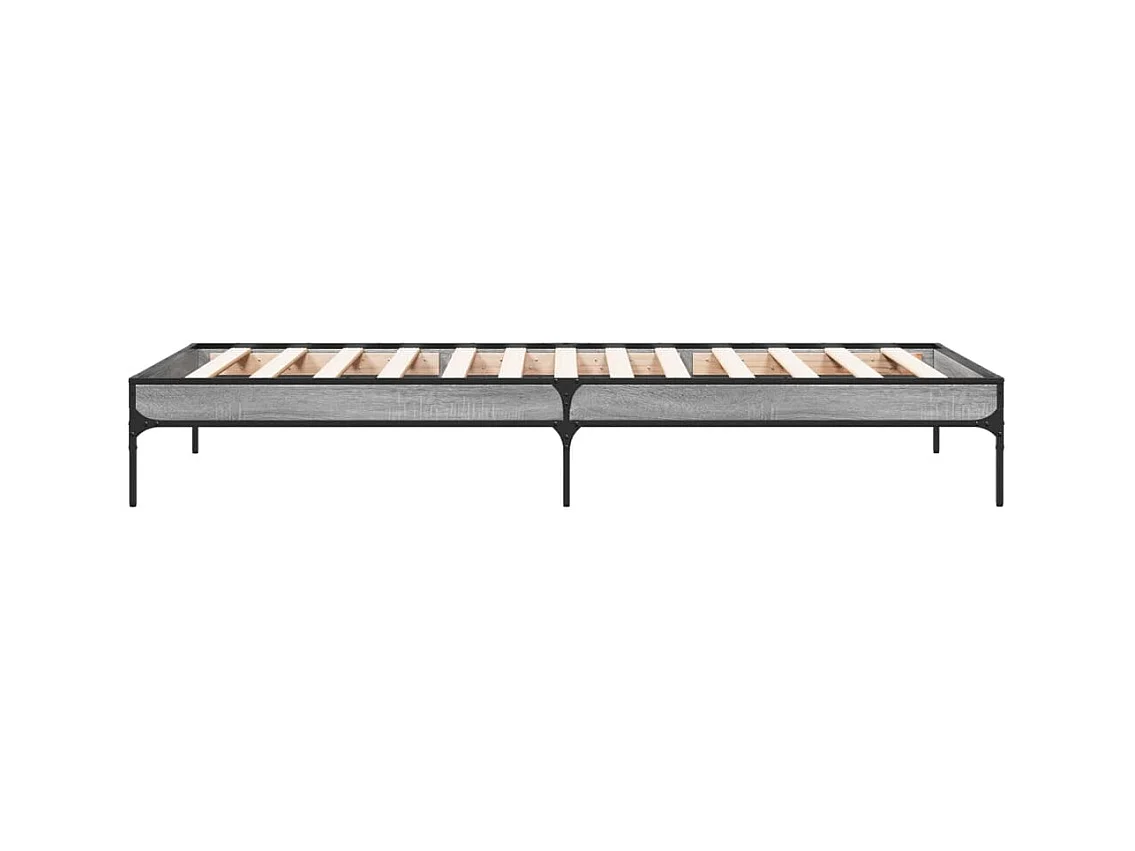Bedframe bewerkt hout en metaal grijs sonoma eiken 90x190 cm
