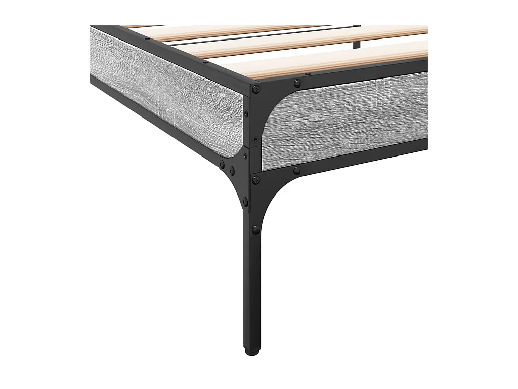 Bedframe bewerkt hout en metaal grijs sonoma eiken 90x190 cm