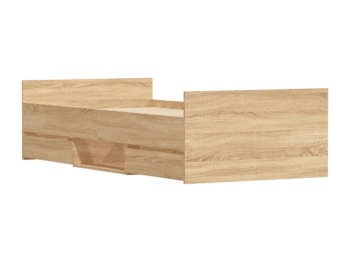 Cadre de lit tête de lit et pied de lit chêne sonoma 90x190