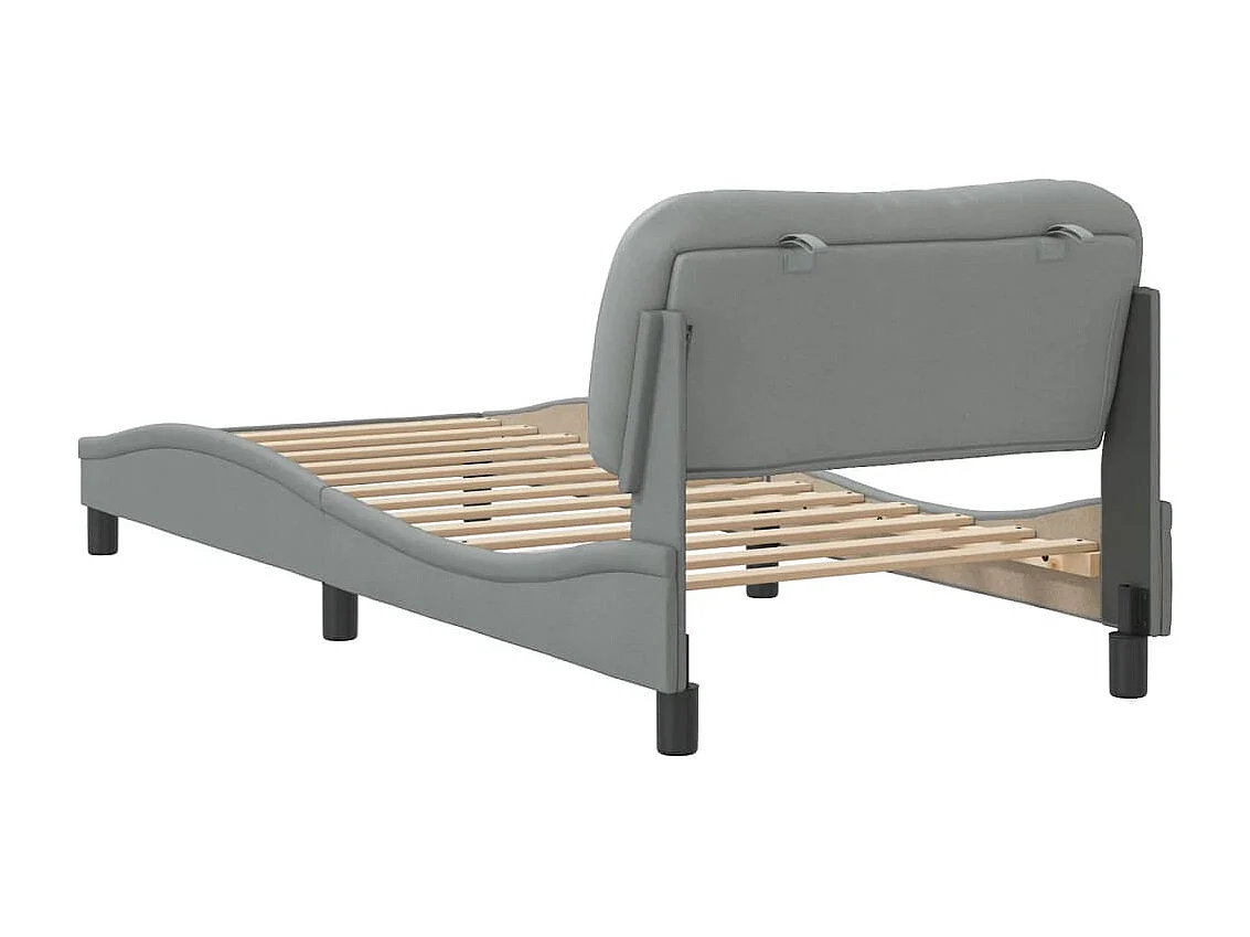 Cadre de lit avec tête de lit Gris clair 90x190 Tissu