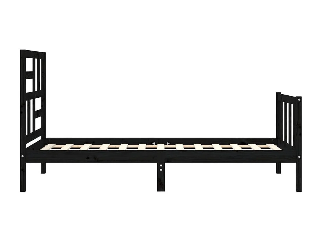 Cadre de lit avec tête de lit noir simple bois massif
