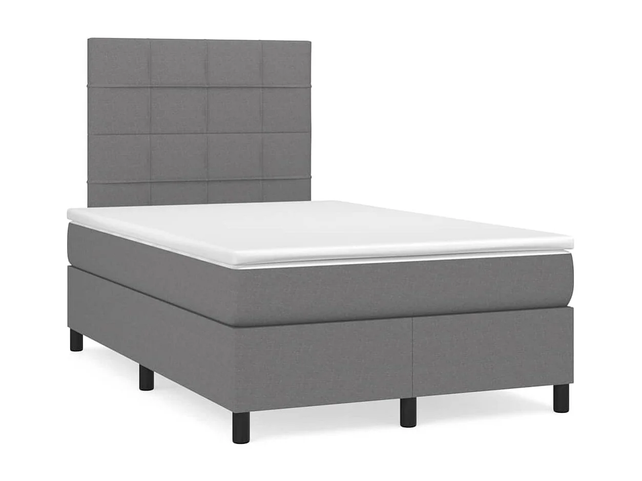 Sommier à lattes de lit matelas LED gris foncé 120x190 tissu