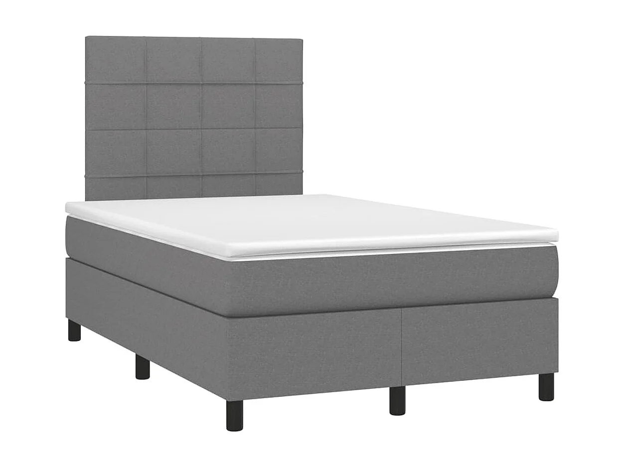 Sommier à lattes de lit matelas LED gris foncé 120x190 tissu