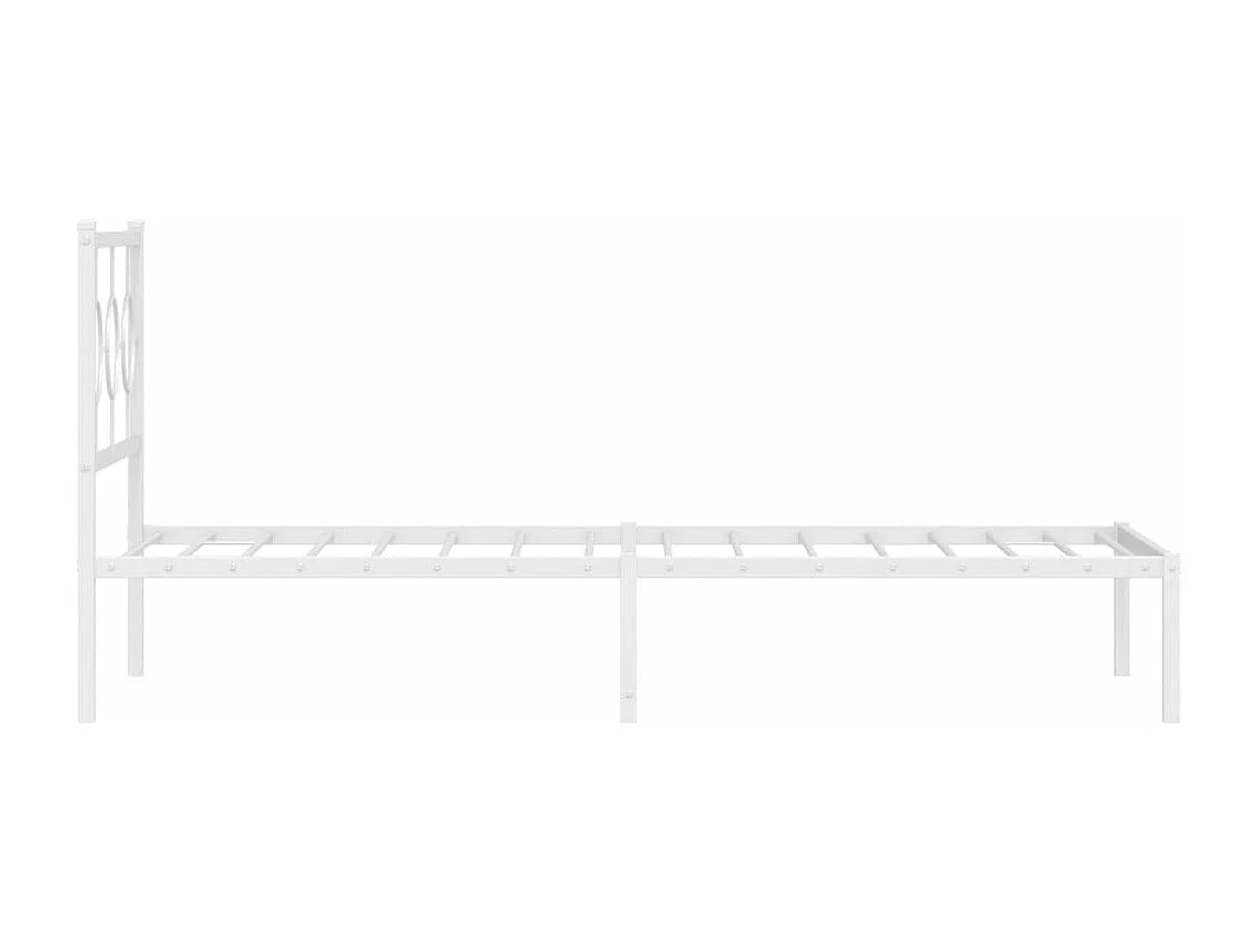 Cadre de lit métal avec tête de lit blanc 90x190