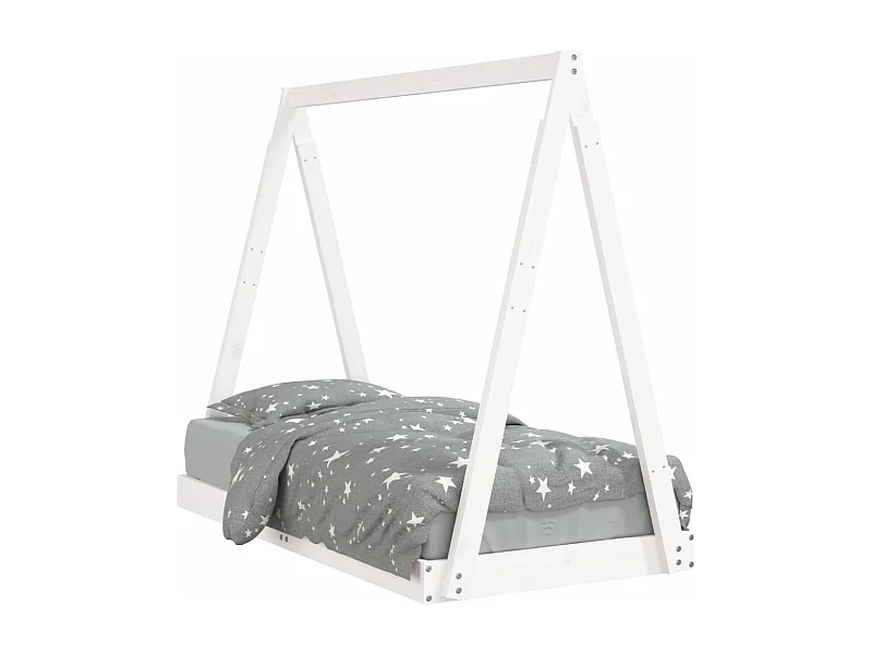Cadre de lit pour enfant blanc 70x140 bois de pin massif
