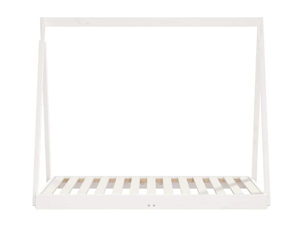 Cadre de lit pour enfant blanc 70x140 bois de pin massif