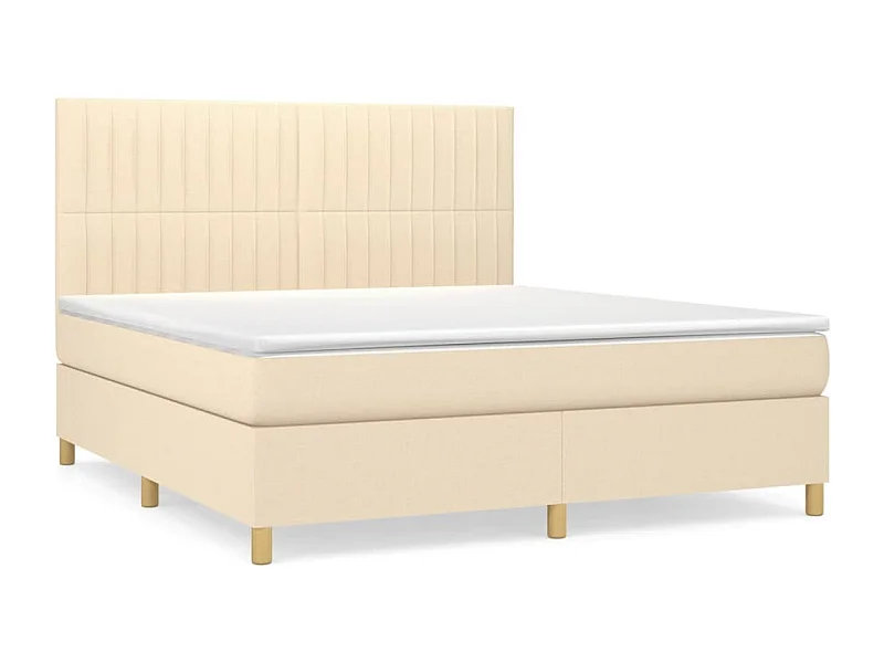 Lit à sommier tapissier avec matelas Crème 160x200 Tissu 4
