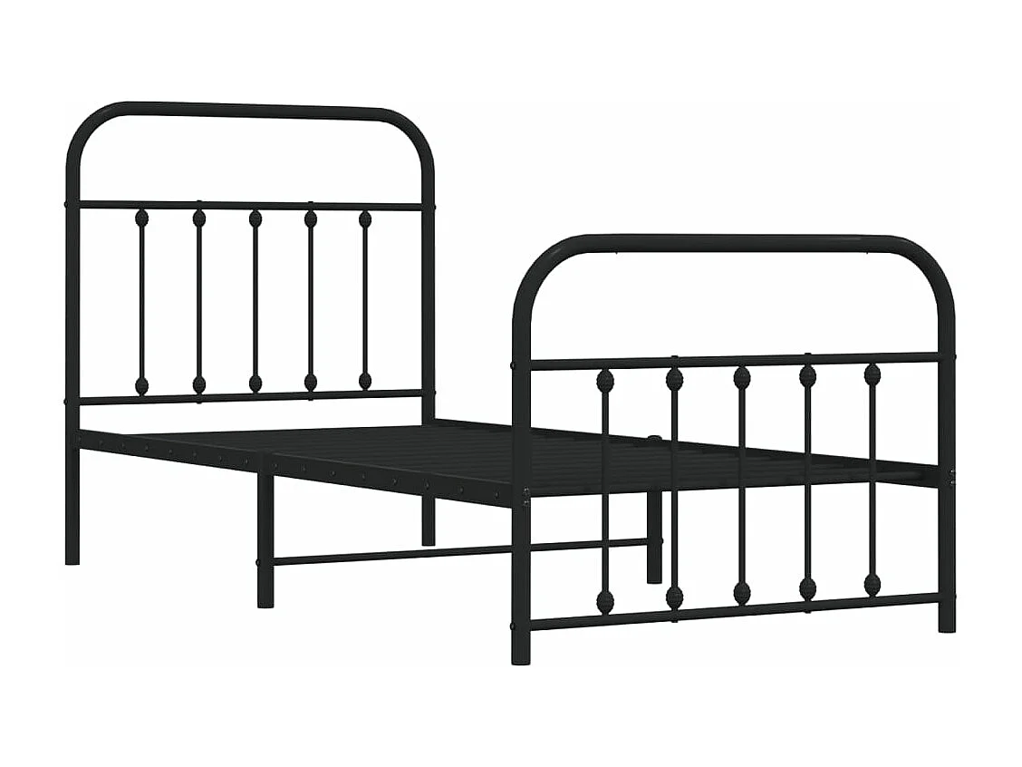 Cadre de lit métal avec tête de lit-pied de lit noir 90x190