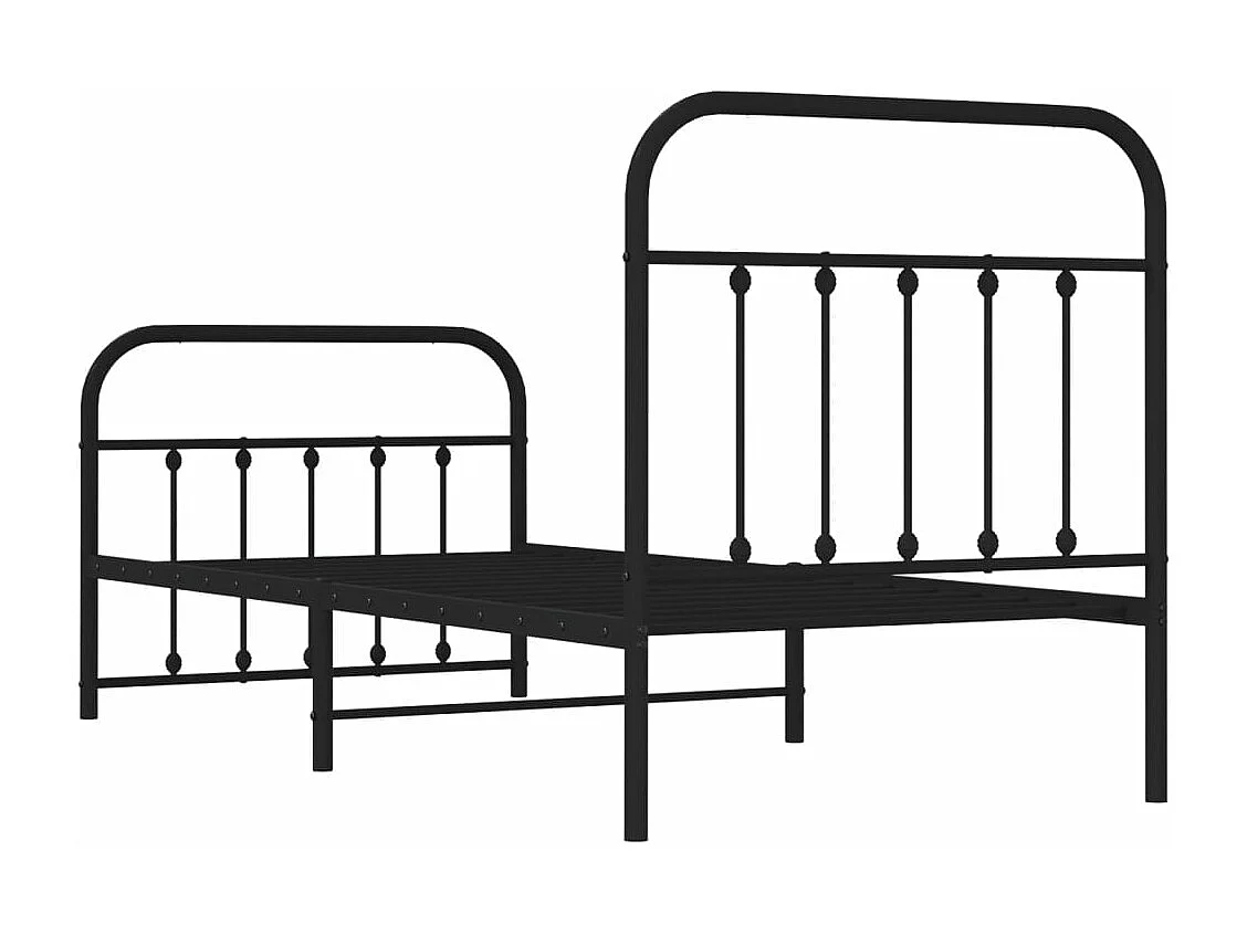 Cadre de lit métal avec tête de lit-pied de lit noir 90x190