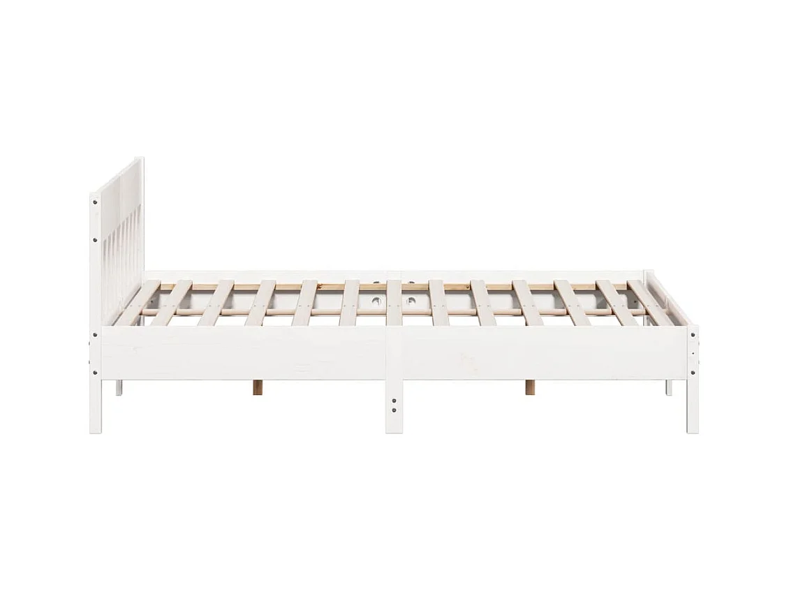 Bedframe met hoofdbord massief grenenhout wit 180x200 cm