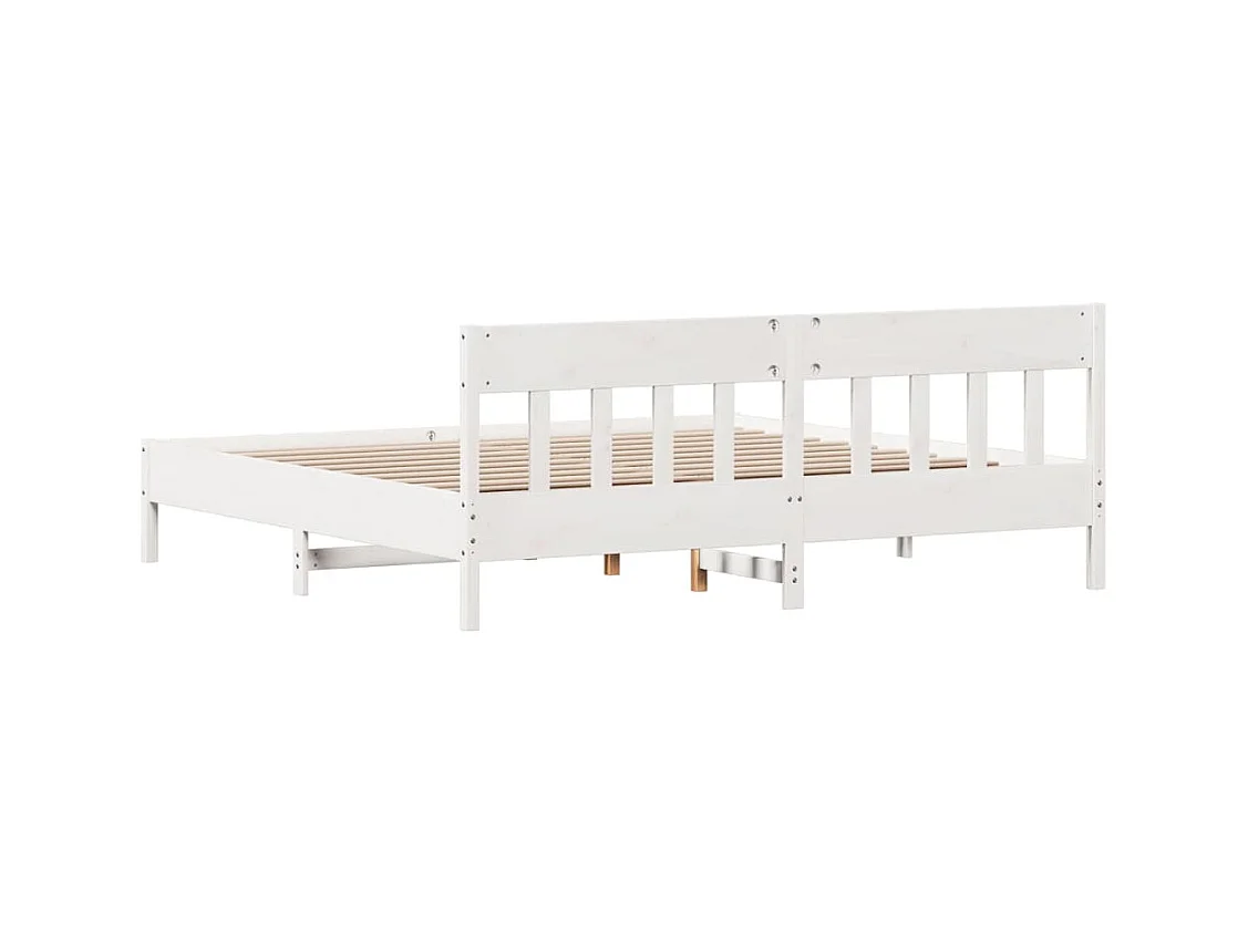 Bedframe met hoofdbord massief grenenhout wit 180x200 cm