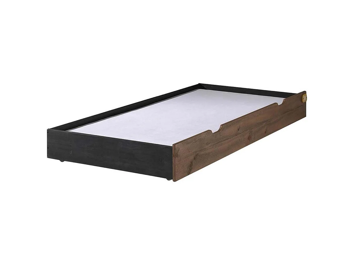 Cama nido Alex de pino macizo oscuro y negro 90x200 cm