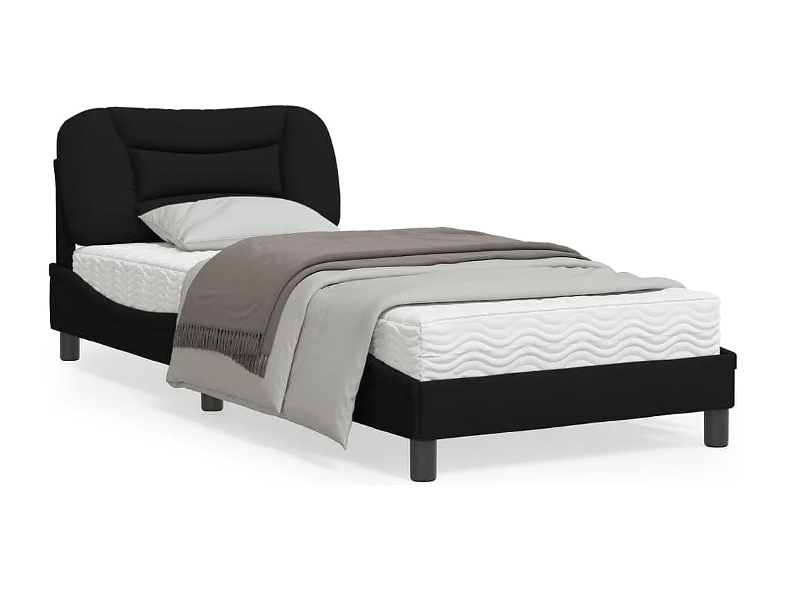 Cadre de lit avec lumières LED noir 90x200 tissu