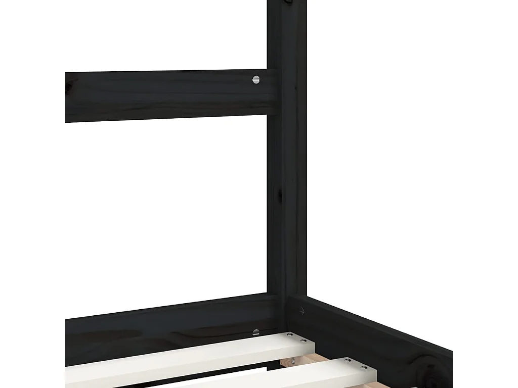 Cadre de lit enfant avec tiroirs noir 90x200 bois pin massif