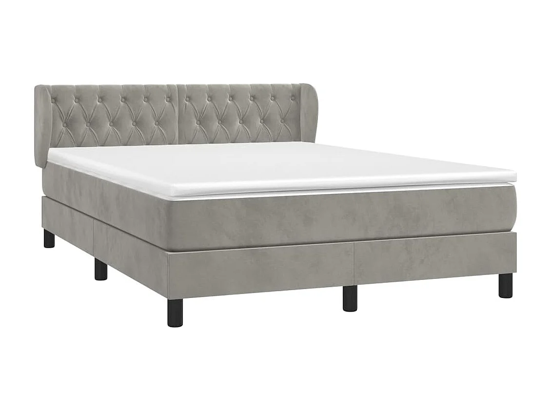 Sommier à lattes de lit et matelas Gris clair 140x190 Velours