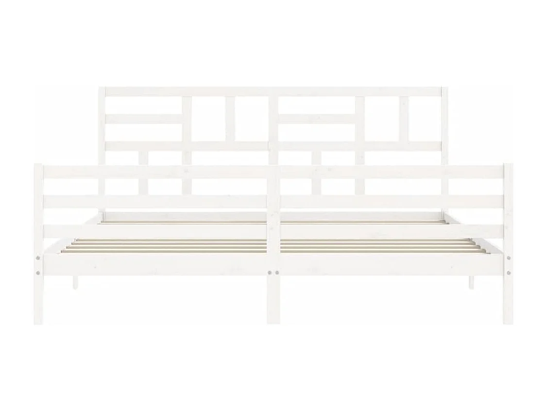 Cadre de lit avec tête de lit blanc 200x200 bois massif