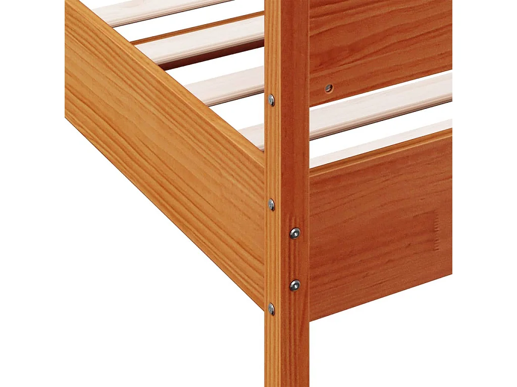 Cadre de lit avec tête de lit marron 90x190 bois de pin