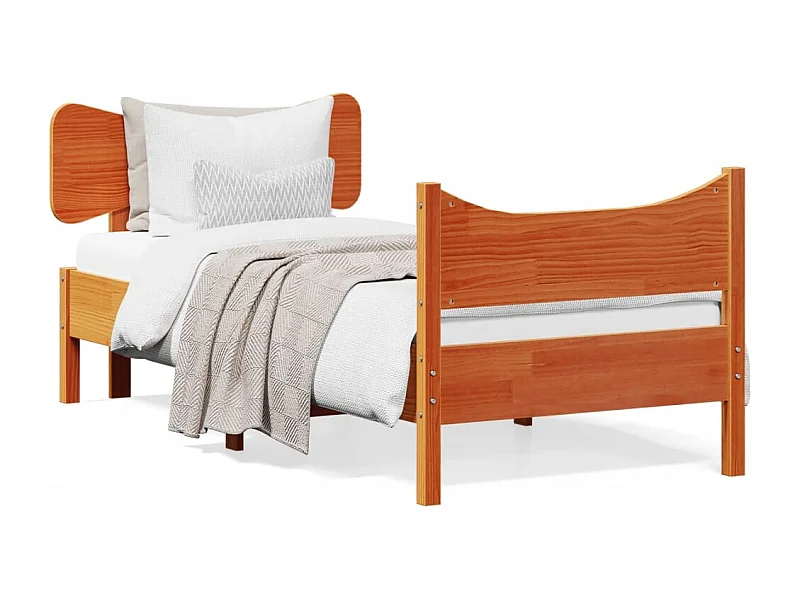 Cadre de lit avec tête de lit marron 90x190 bois de pin