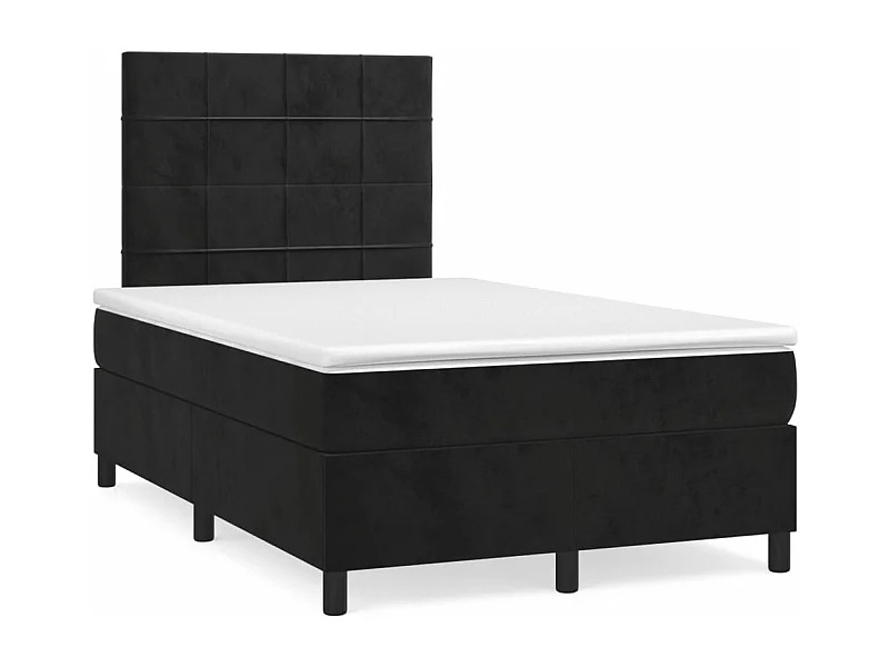 Sommier à lattes de lit et matelas LED noir 120x190 velours