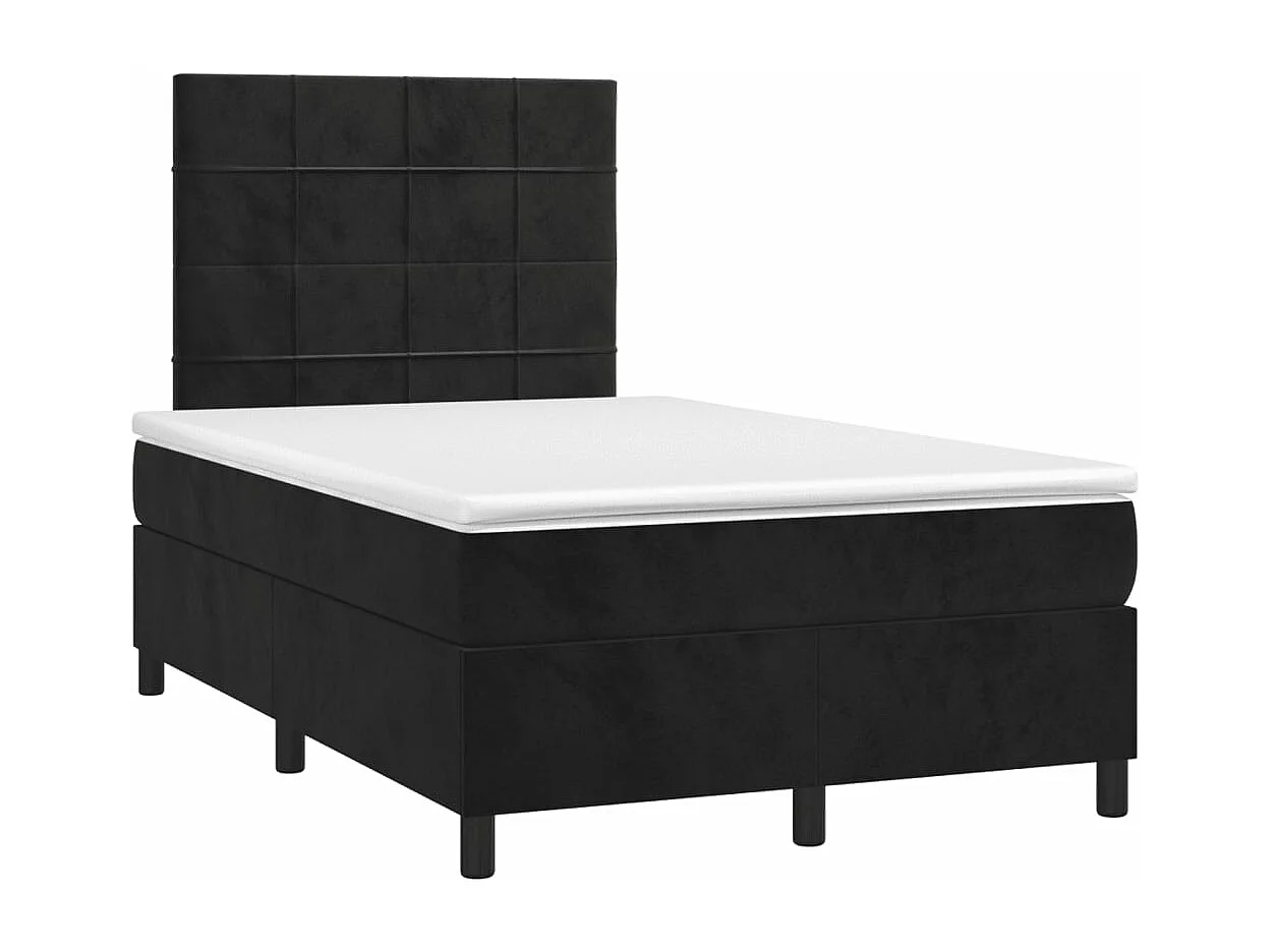 Sommier à lattes de lit et matelas LED noir 120x190 velours