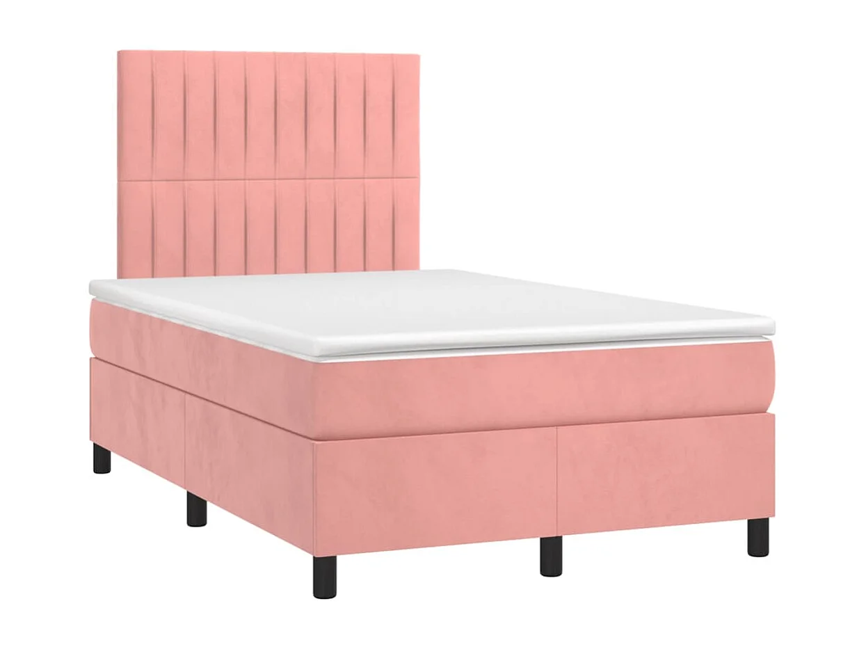 Sommier à lattes de lit avec matelas LED Rose 120x200 Velours