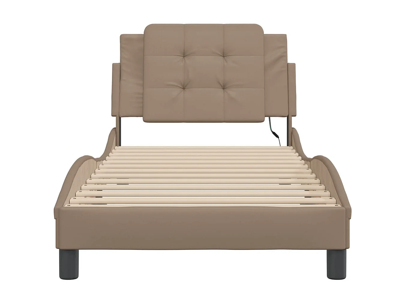 Cadre de lit avec lumières LED cappuccino 90x200 similicuir