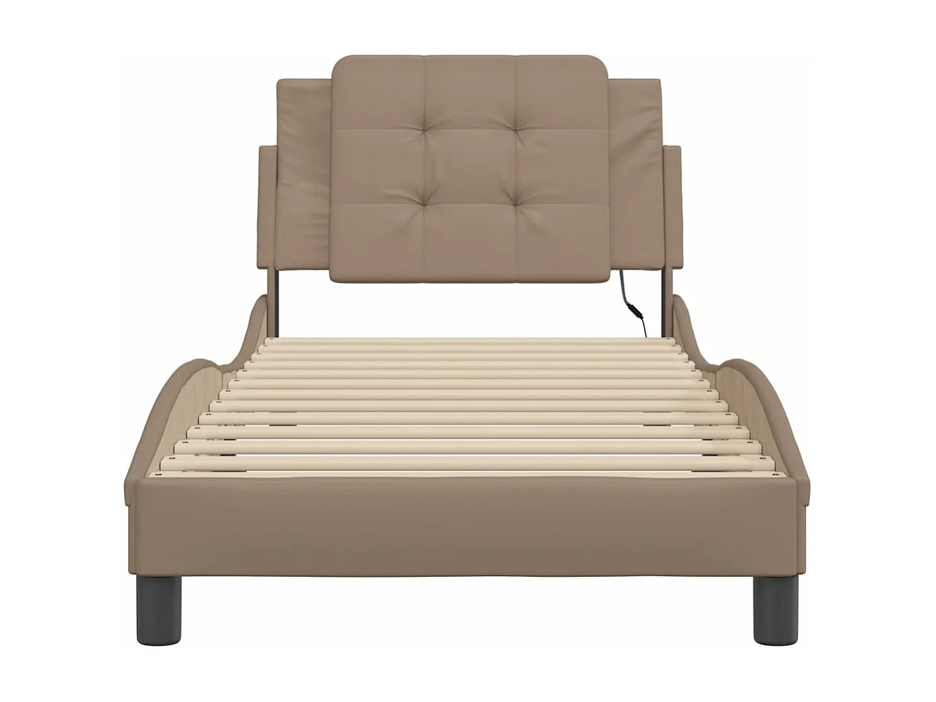 Cadre de lit avec lumières LED cappuccino 90x200 similicuir