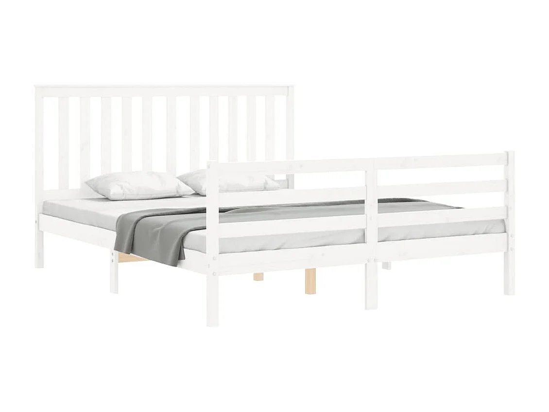 Bedframe met hoofdbord massief hout wit