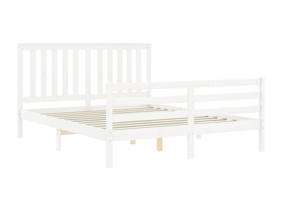 Bedframe met hoofdbord massief hout wit