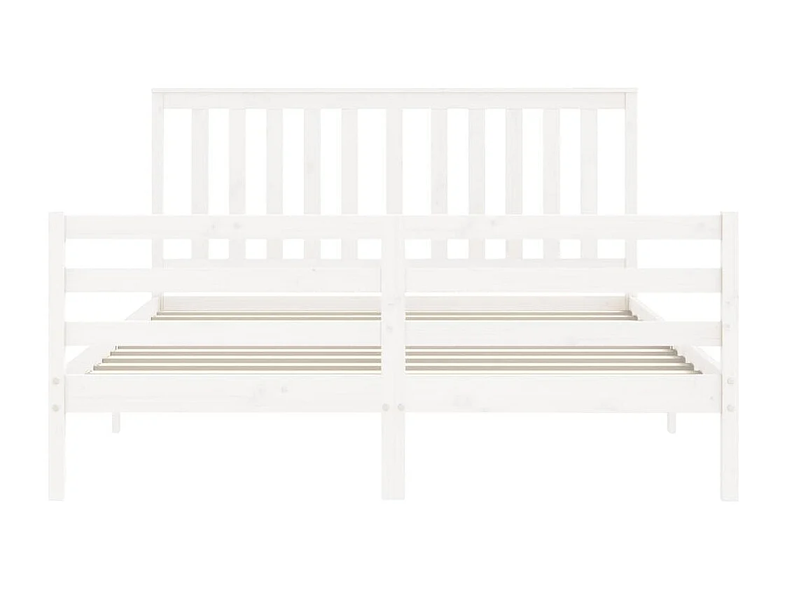 Bedframe met hoofdbord massief hout wit