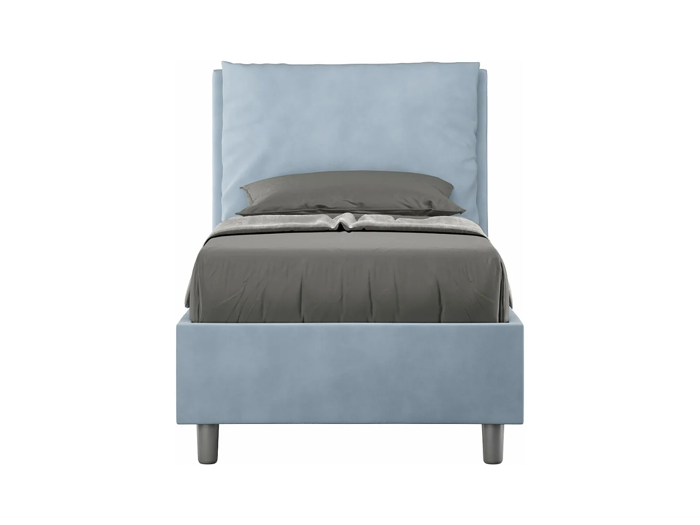 Lit adulte moderne avec coussins rembourrés microfibre Anja-Couleur Bleu clair-80x190