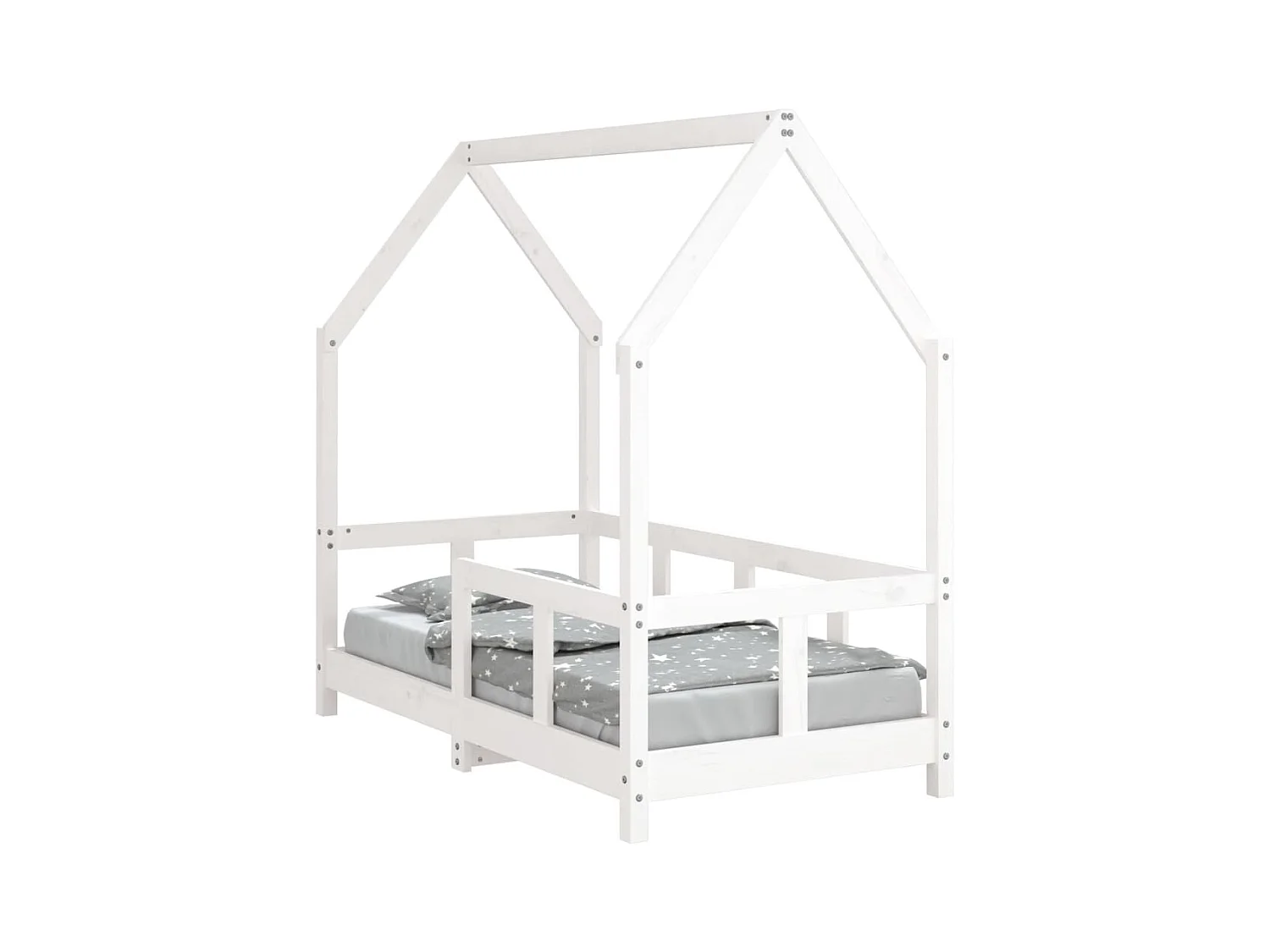 Cadre de lit pour enfant blanc 70x140 bois de pin massif