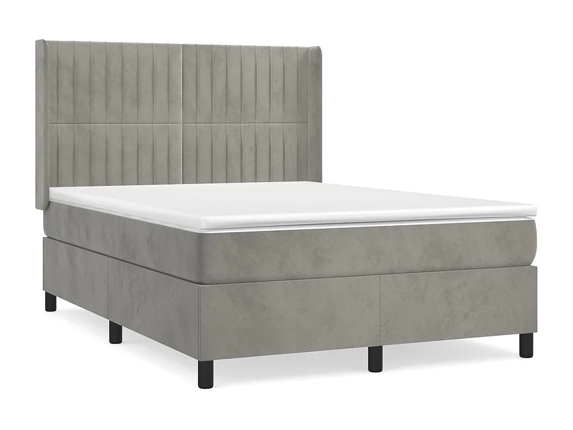 Sommier à lattes de lit et matelas Gris clair 140x190 Velours