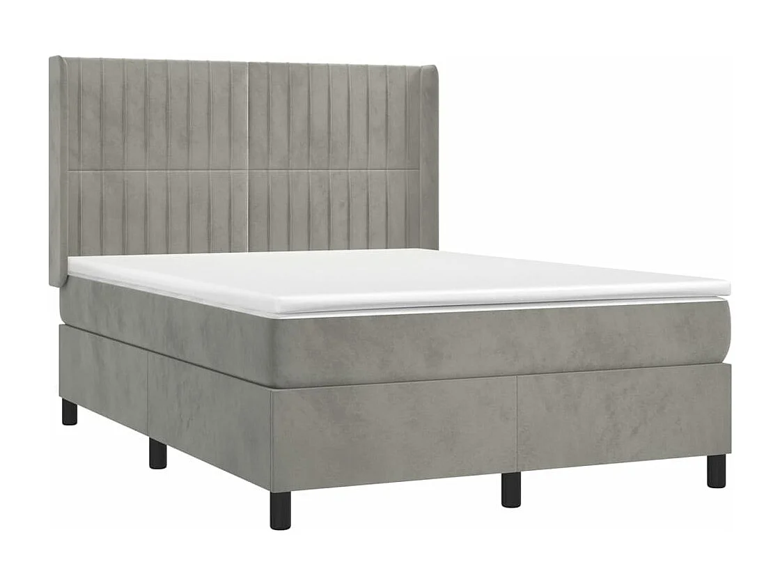 Sommier à lattes de lit et matelas Gris clair 140x190 Velours