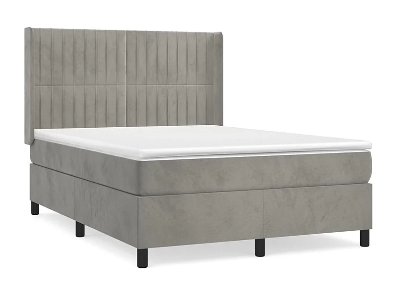 Sommier à lattes de lit et matelas Gris clair 140x190 Velours