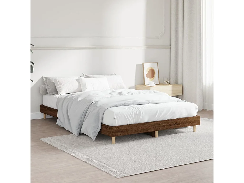 Cadre de lit chêne marron 120x190 bois d'ingénierie