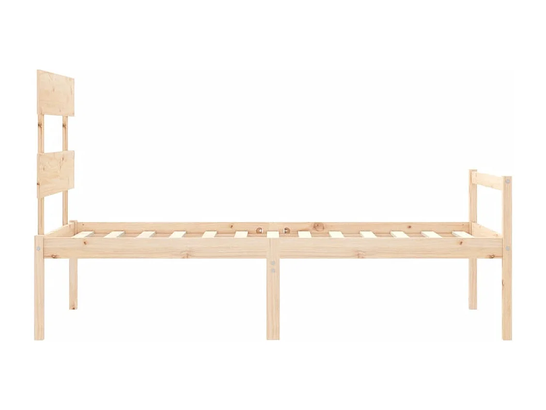 Lit pour personne âgée et tête de lit simple bois massif