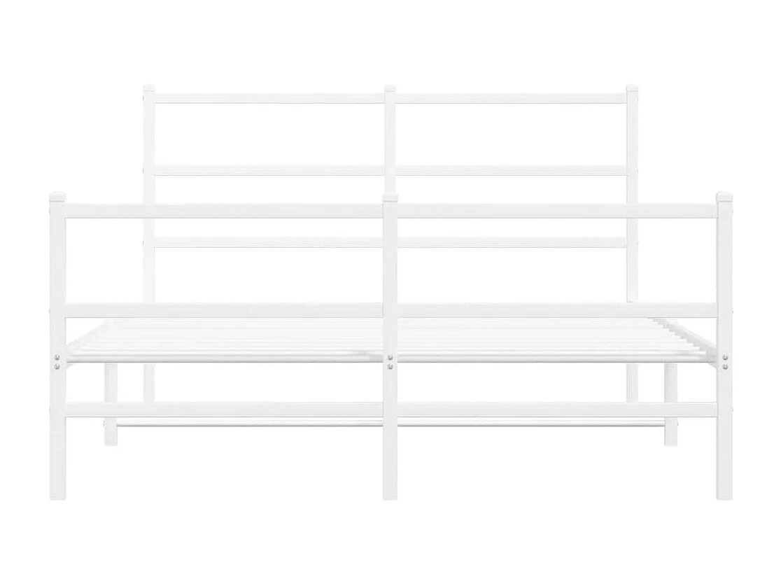 Cadre de lit métal avec tête de lit-pied de lit blanc 135x190
