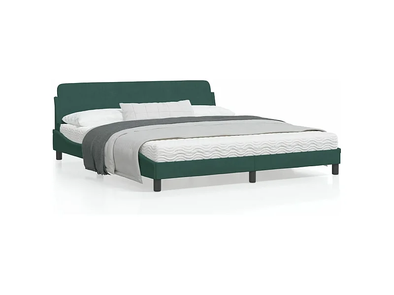Cadre de lit avec tête de lit Vert foncé 180x200 Velours