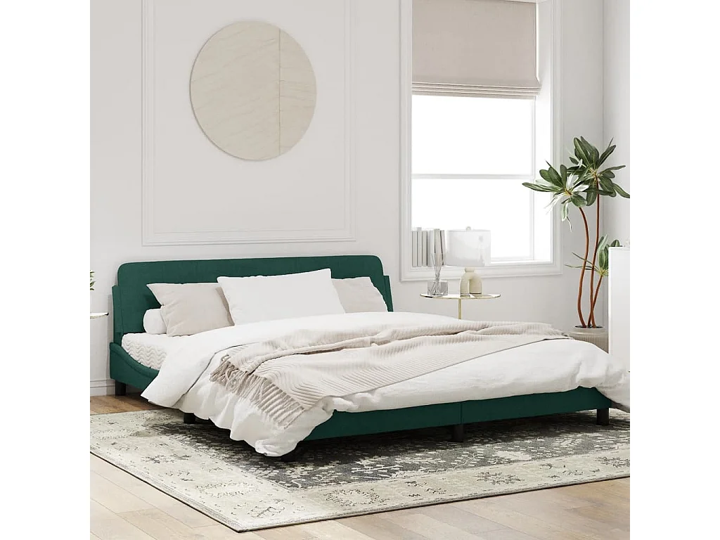 Cadre de lit avec tête de lit Vert foncé 180x200 Velours