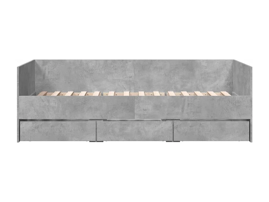 Lit de jour et tiroirs gris béton 100x200 bois d'ingénierie